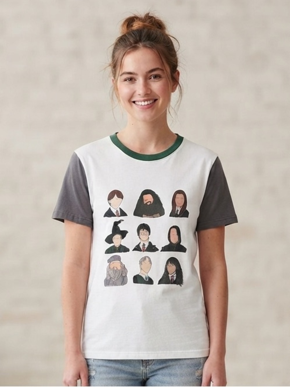 NORA MADISON Harry Potter Character Graphic Tee XL 23.5” p2p White Multi EUC
